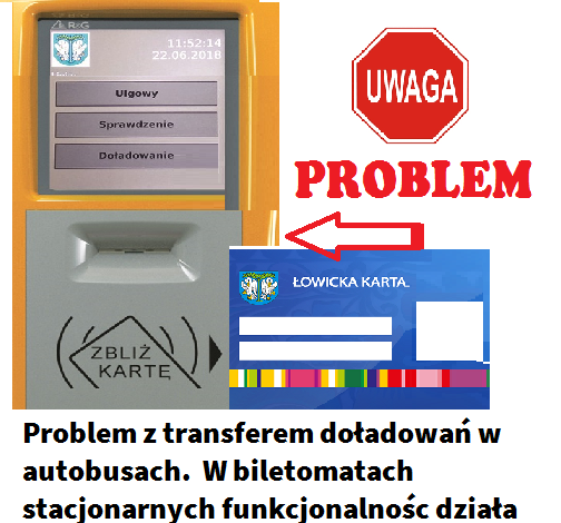 Problem z fizycznym transferem doładowań internetowych na kartę ŁKM w autobusach