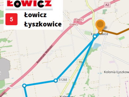 Wydłużenie kursu linii 5 na odcinku Łyszkowice - Kalenice